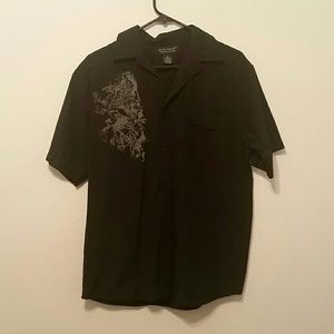 Kids XL black, styled button up collared t-shirt